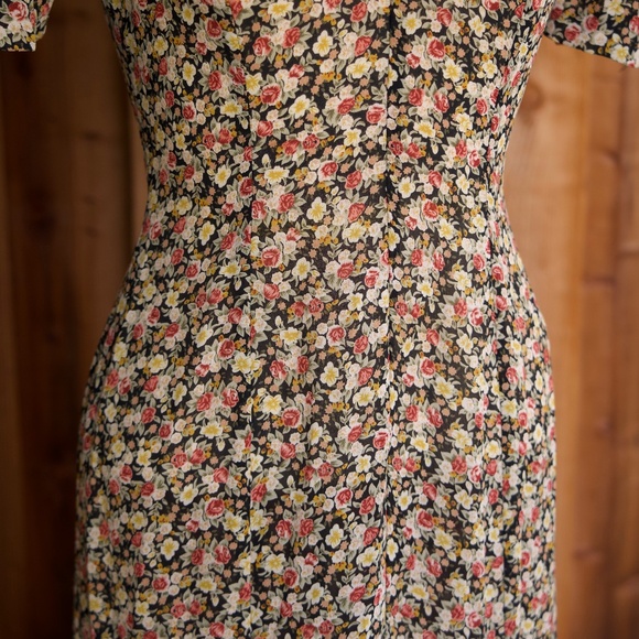 Vintage 90's Rebecca Fall Floral Doen Inspired Ruffle Collar Maxi Dress Size S - Picture 16 of 17